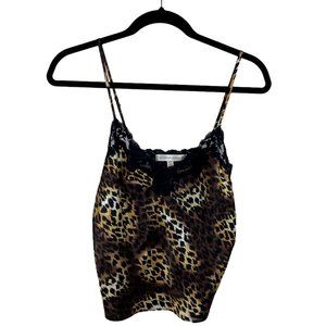Victorias Secret M Leopard Print Black Lace Cami